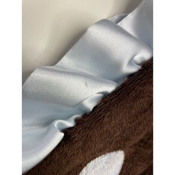 Max Daniel Polka Dot Baby Security Blanket Brown Blue Ruffle Satin Trim - Picture 7 of 10
